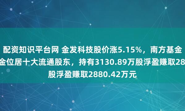 配资知识平台网 金发科技股价涨5.15%,南方基金旗下1只基金位居十大流通股东,持有3130.89万股浮盈赚取2880.42万元