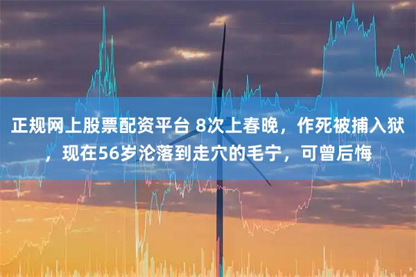 正规网上股票配资平台 8次上春晚，作死被捕入狱，现在56岁沦落到走穴的毛宁，可曾后悔